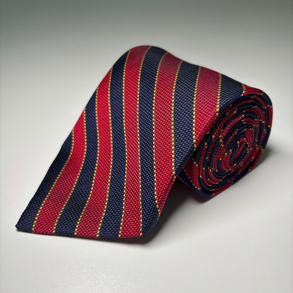 Brooks Brothers Makers Silk Necktie Navy Red Stripe Repp Tie Made in USA